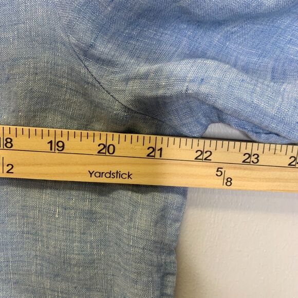 Womens Lands End Blue Linen Tunic Eyelet Capiz Shell Buttons Summer Beach Resort - Picture 9 of 12